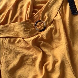 Stylish Mustard Pants with Ring Front Detail Lightweight Summer Plus Size Comfy